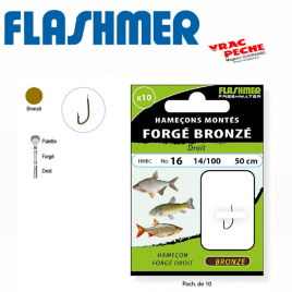 Carnet 10 hameçons bronzes droits flashmer