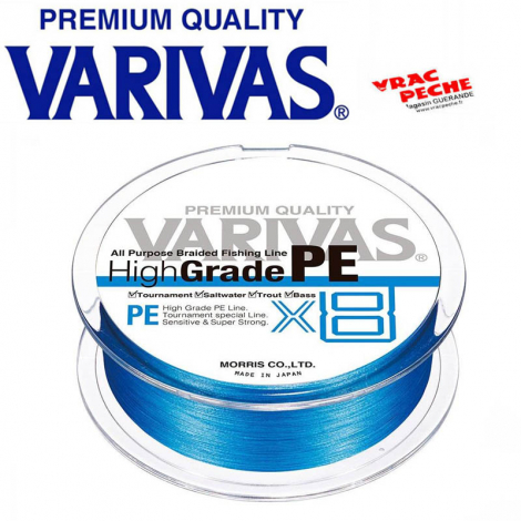 High Grade PE X8 VARIVAS bleue tresse 8 brins avec bas de ligne nylon