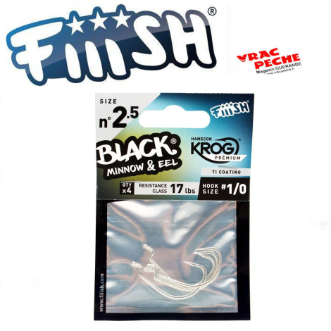 Sachet Hamecons texan black minnow & eel  N 1   fiiish