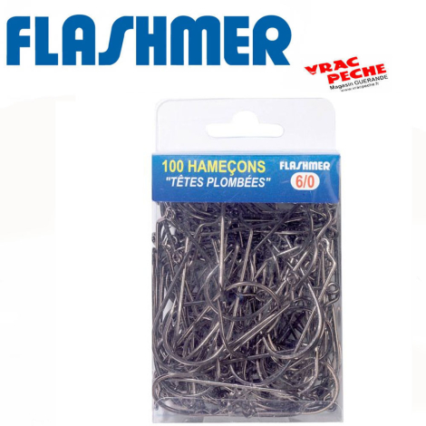 paquet de 100 Hamecons 60° tetes plombées flashmer