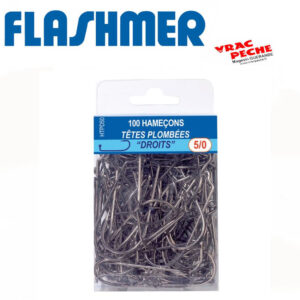 paquet de 100 Hamecons droit tetes plombées flashmer