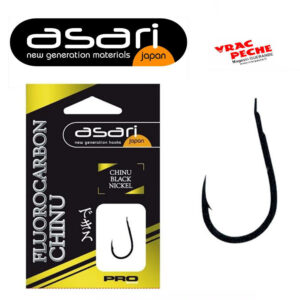 Sachet 6 hameçons Fluorocarbon chinu laser carbon ASARI