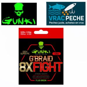 Tresse G'BRAID 8X FIGHT FLUO GREEN GUNKI