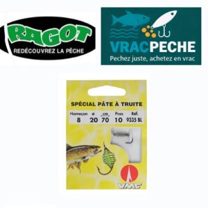Carnet 10 hameçons montes SPECIAL PATE A TRUITE RESSORT VMC